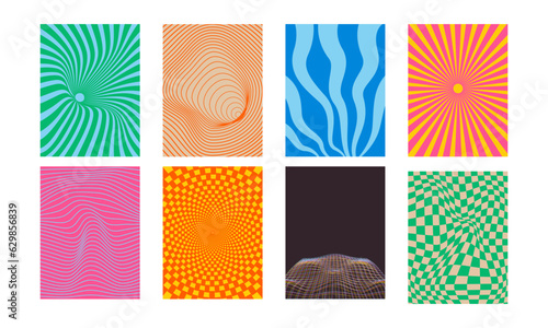 Set of decorative illustrations full of retro vibes background