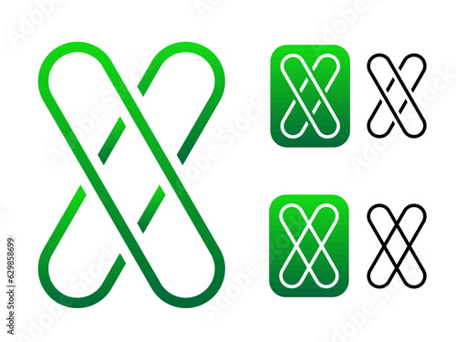 Vector logo letter "X". A set of logo options in a minimalist, modern, trendy, flat style. Elegant corporate identity with gradient isolated on white background.