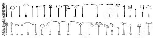 Street light vector icon set. Street lighting illustration sign collection. Flashlight symbol. lamp logo.