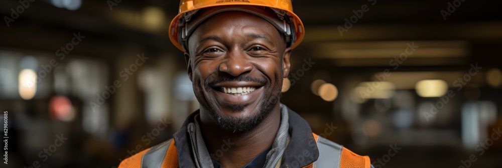 Happy construction worker poster with copy space, Happy construction worker poster with copy space,