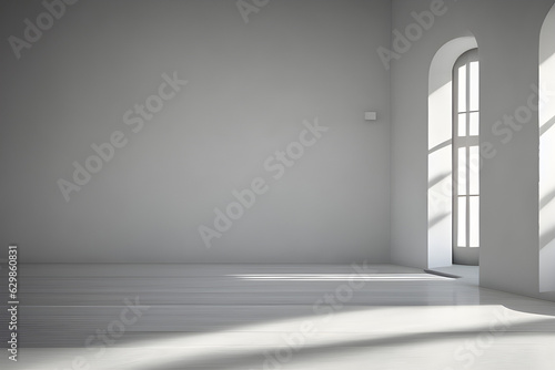 empty white room with a window. Generative AI