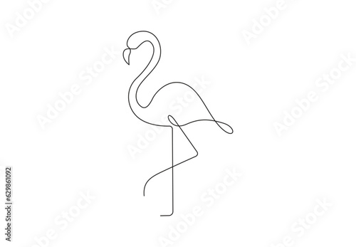 Single continuous line drawing of beautiful flamingo for national zoo logo. Flamingo bird mascot concept for conservation park. Business identity vector illustration. Pro vector.