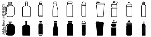 Flask vector icon set. Thermos illustration sign collection. Bottle symbol or logo.