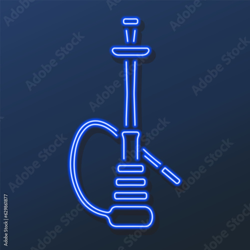 hookah neon sign, modern glowing banner design, colorful modern design trends on black background. Vector illustration.