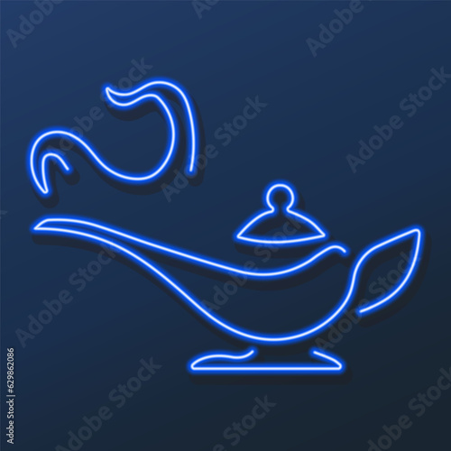 jin lamp neon sign, modern glowing banner design, colorful modern design trends on black background. Vector illustration.