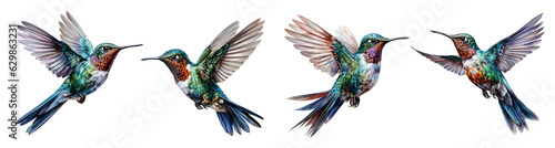 Hummingbird watercolour set. Generative Ai © Vika art