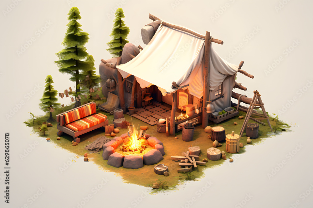 Obraz premium 3d small camp Made with Generative AI