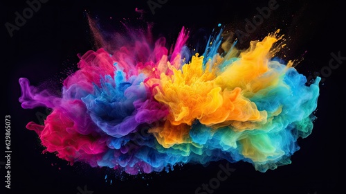 Colorful rainbow holi paint splash color powder explosion  generative ai