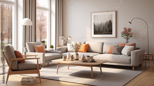livingroom interior scandinavian style rendering  generative ai