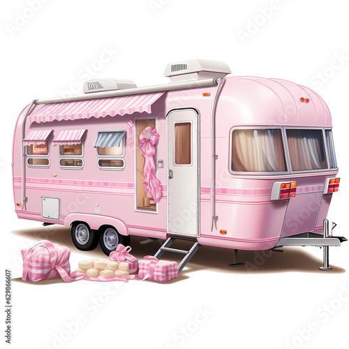 Pink Campers Vintage Clipart
