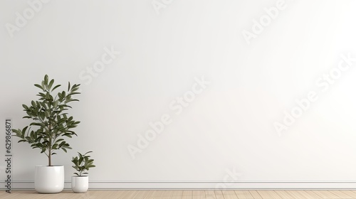 modern white minimalist interior blank wall  generative ai