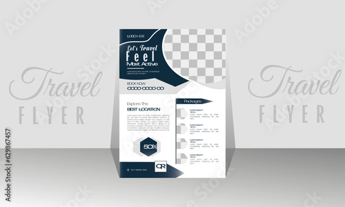 Professional travel flyer design template. 
