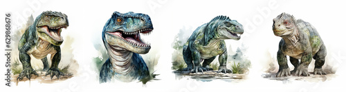 Watercolour dinosaur set. generative Ai © Vika art
