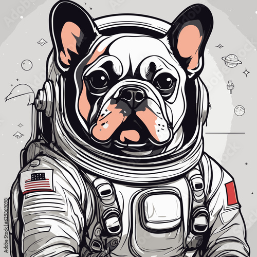 french bulldog astronaut vector, illustration