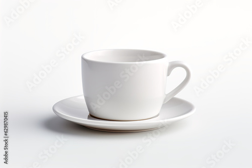 A simple and classic white coffee cup, isolated on a plain background, perfect for showcasing the beauty and simplicity of a timeless design