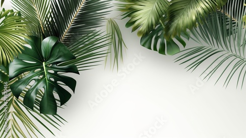 Palm leaves  isolated on white  Generative ai