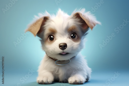 adorable puppy with big eyes in pastel colors, octane render, high quality, detailed, central composition