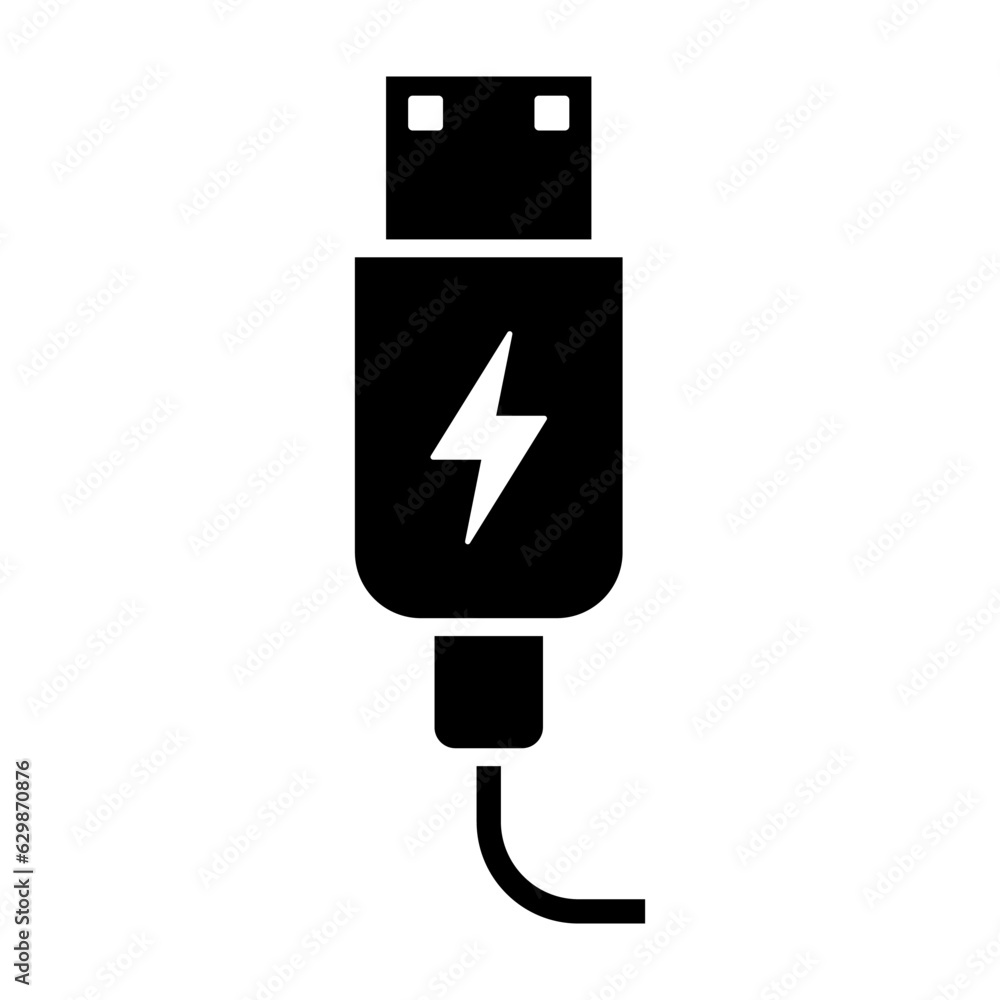 USB cable icon vector on trendy style for design and print USB cable icon vector on trendy style for design and print