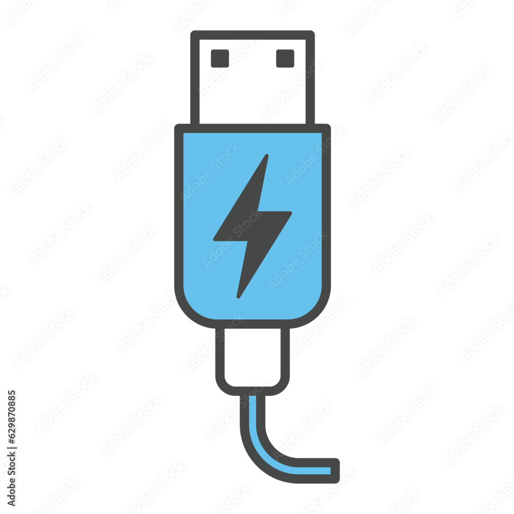 USB cable icon vector on trendy style for design and print USB cable icon vector on trendy style for design and print