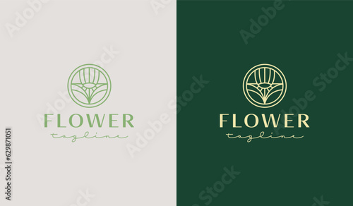 Leaf Flower Tree monoline. Universal creative premium symbol. Vector sign icon logo template. Vector illustration