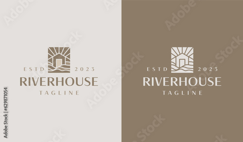 River House House Logo Template. Universal creative premium symbol. Vector illustration. Creative Minimal design template. Symbol for Corporate Business Identity