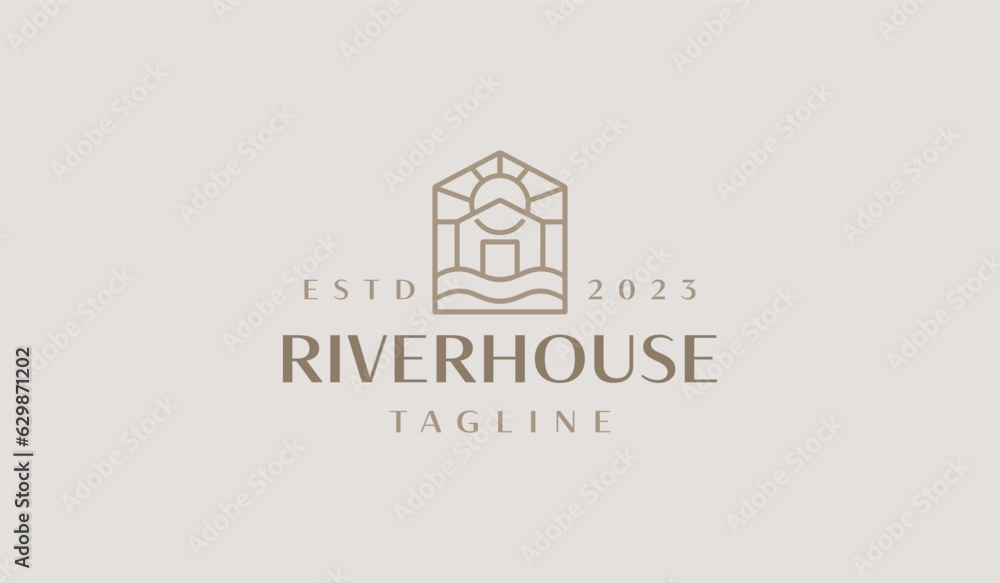 River House House Logo Template. Universal creative premium symbol. Vector illustration. Creative Minimal design template. Symbol for Corporate Business Identity