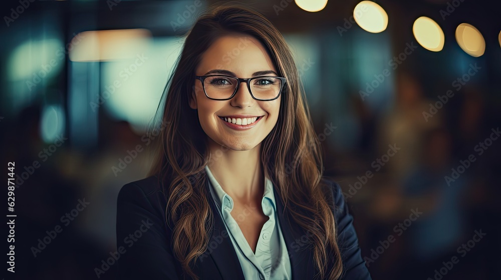 Obraz premium portrait of a woman in glasses in corporate office