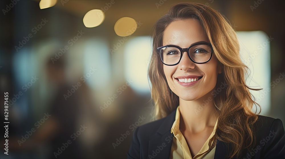 portrait of a woman in glasses in a suit portrait of a woman in glasses in a suit
