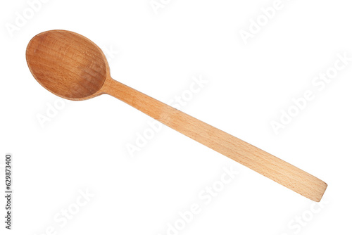 Large wooden spoon. Kitchen tool, retro. Transparent background.