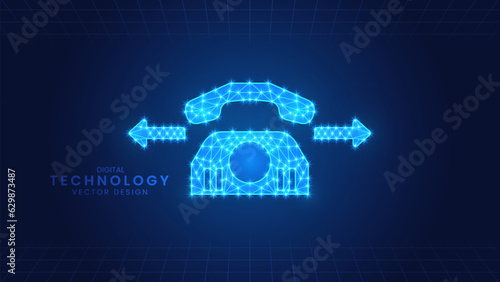 Retro telephone header. Modern digital low polygon style