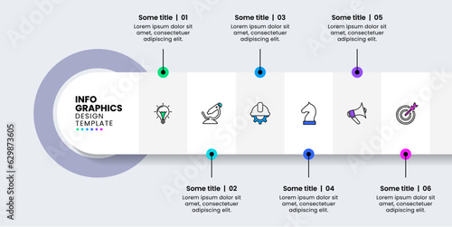 Infographic template. Abstract white line with 6 steps