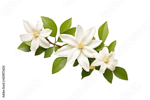 Isolated white flowers branch on white. © D85studio