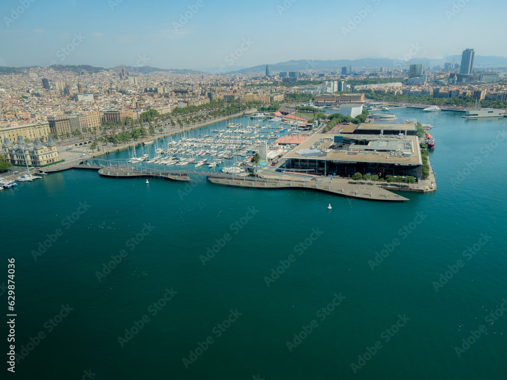 top view of the city and port of Barcelona