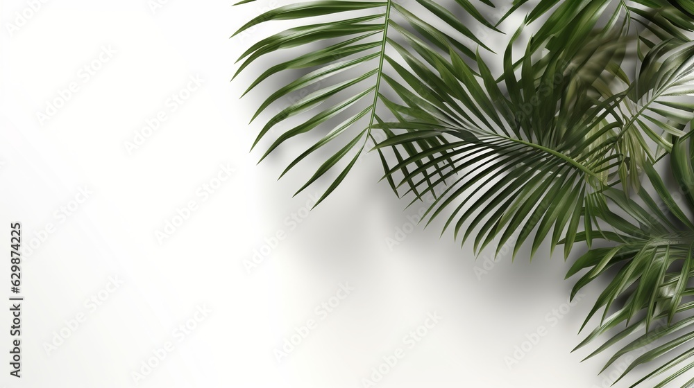 Palm leaves, isolated on white, Generative ai