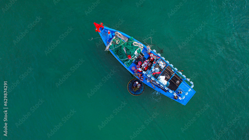 Fishing boat at Cua Dai sea, Hoi An province, Vietnam