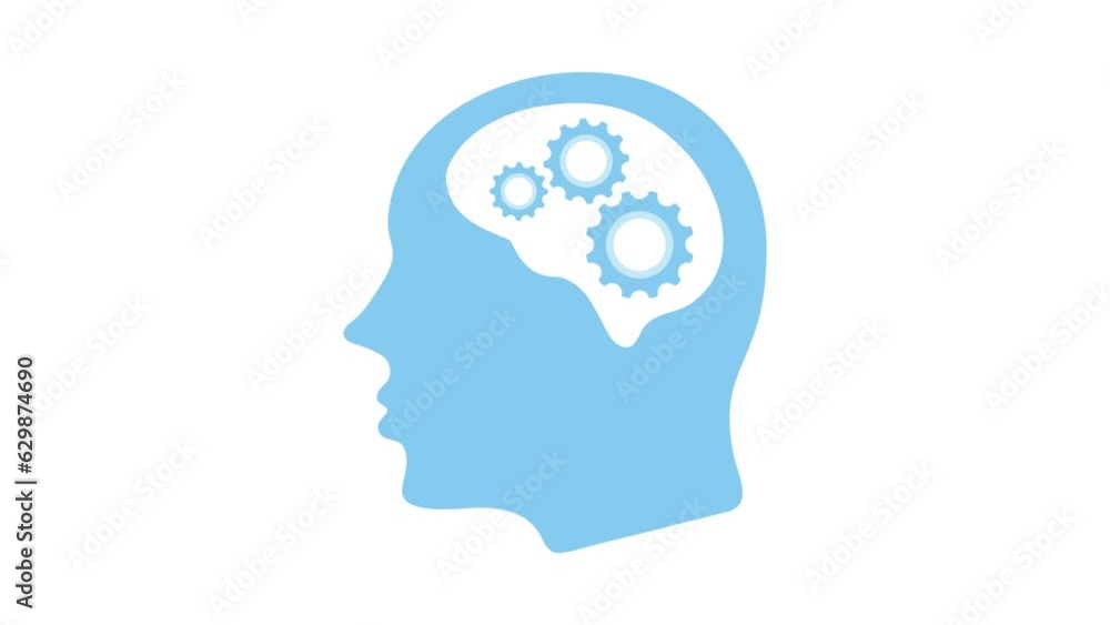 Animation of the thought process with the imagery of a rotating gear Animation of the thought process with the imagery of a rotating gear