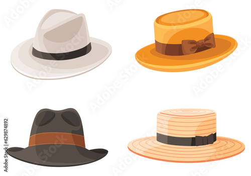 Summer hat. Vector illustration. A summer hat carries melody of warm, sunlit days Sun hat wear, ensemble of elegance and sun protection Summer headwear whispers tales of comfort and shade A beach hat