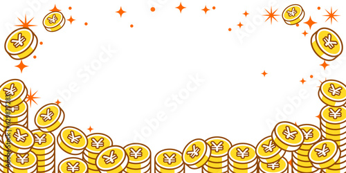 コインを散りばめた背景素材