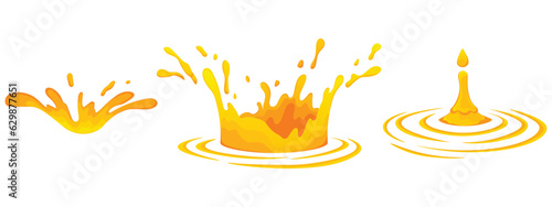 Water and juice splash liquide. Vector Illustration. A drop shape, minimalist representation of liquid in motion A dripped droplet, orange glimpse into world of fluids A spill shape, testament to