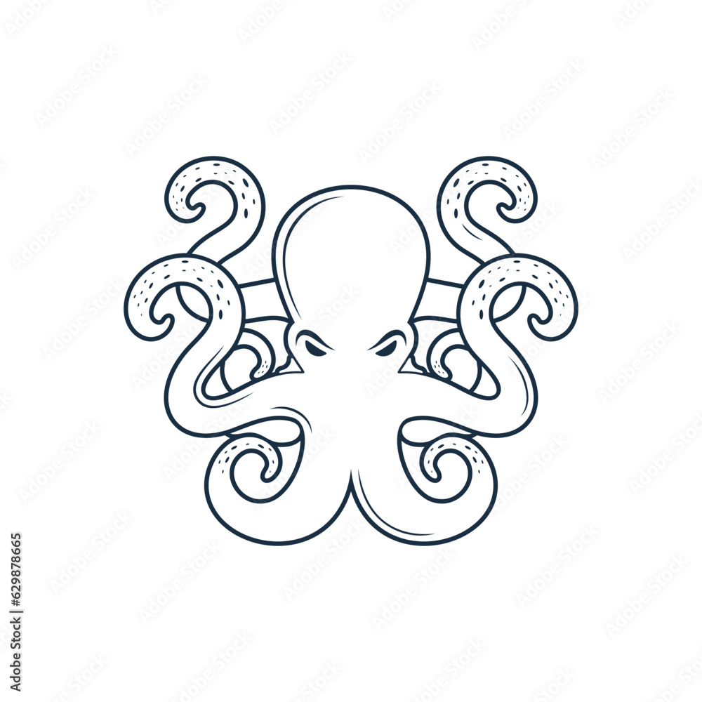 Octopus vector design element for drawing