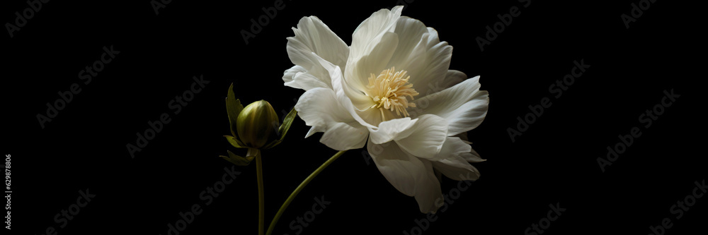 white flower isolated on black background, generative ai white flower isolated on black background, generative ai