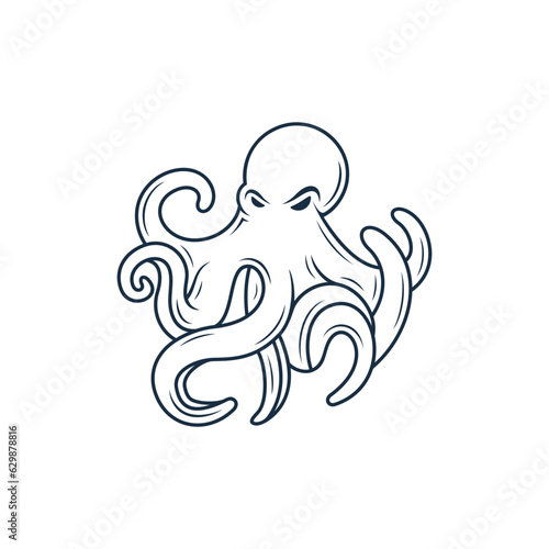 Octopus vector design element for drawing