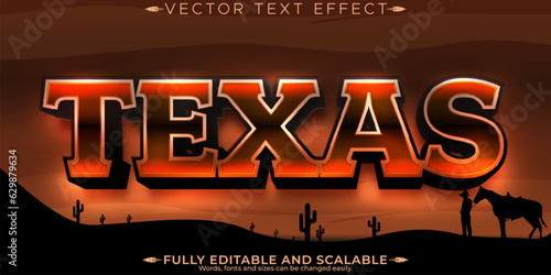 Cowboy wild text effect, editable west and texas text style photo