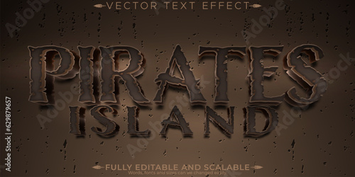Pirates island text effect, editable ship and adventure text style