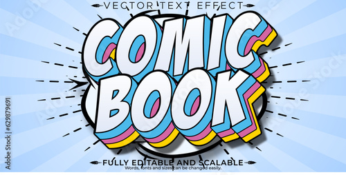 Comic book text effect, editable cartoon and pop art text style