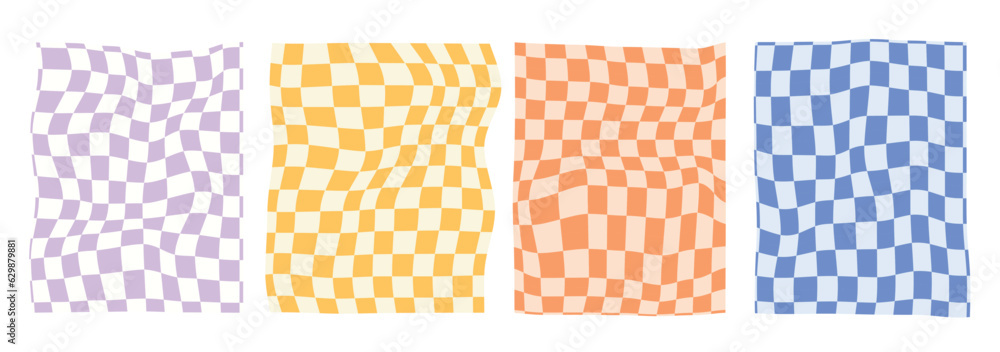 Distorted seamless checkered pattern. Trendy 70's style. vector background with a pattern like a checkerboard. Retro backgrounds. groovy. Distorted seamless checkered pattern. Trendy 70's style. vector background with a pattern like a checkerboard. Retro backgrounds. groovy.