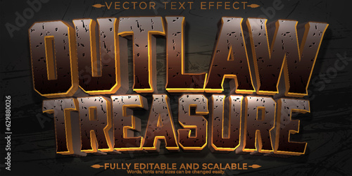 Outlaw treasure text effect, editable adventure text style