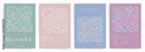 Set of abstract geometric covers for brochures, posters, flyers and placards.