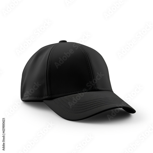 Mockup a blank cap black, on a clean white background. AI Generated Image