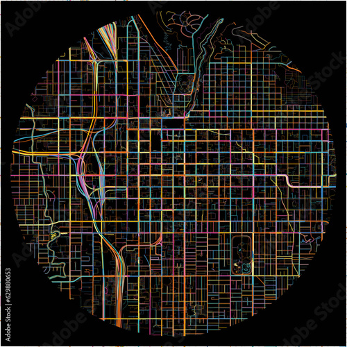 Colorful Map of SaltLakeCity, Utah with all major and minor roads. photo